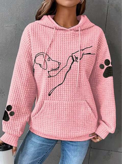 Warm Womens Hoodie - Relaxed Oversized Waffle Knit Casual Pink - Tophatter Daily Deals