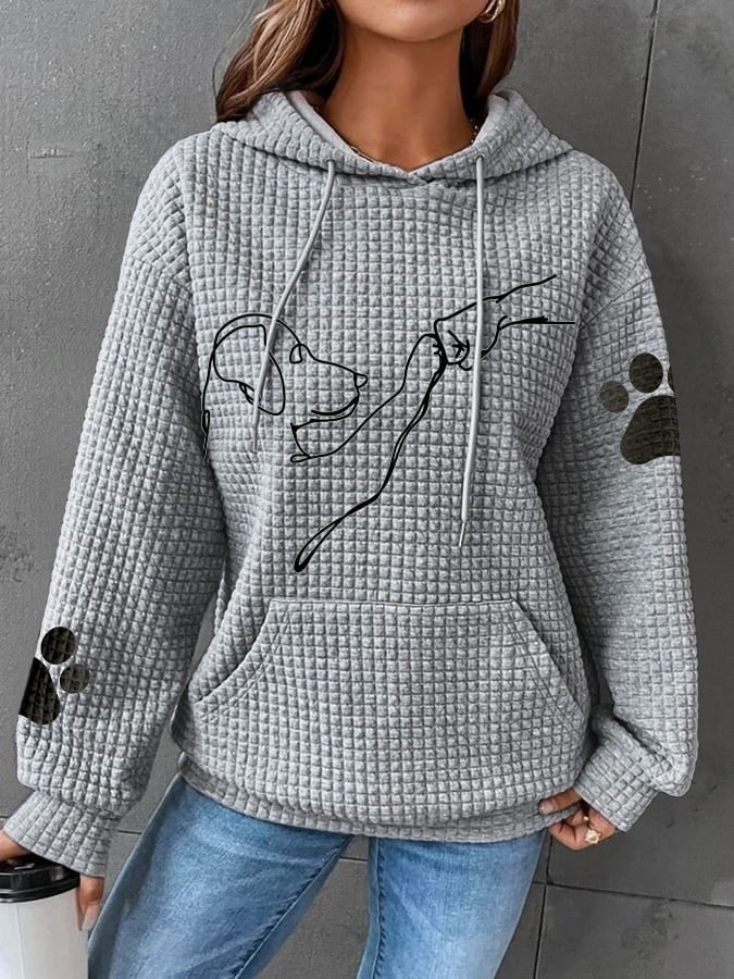 Warm Womens Hoodie - Relaxed Oversized Waffle Knit Casual Gray - Tophatter Daily Deals