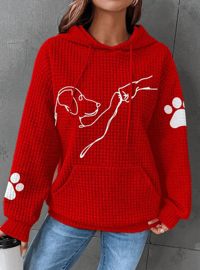 Warm Womens Hoodie - Relaxed Oversized Waffle Knit Casual Red - Tophatter Daily Deals