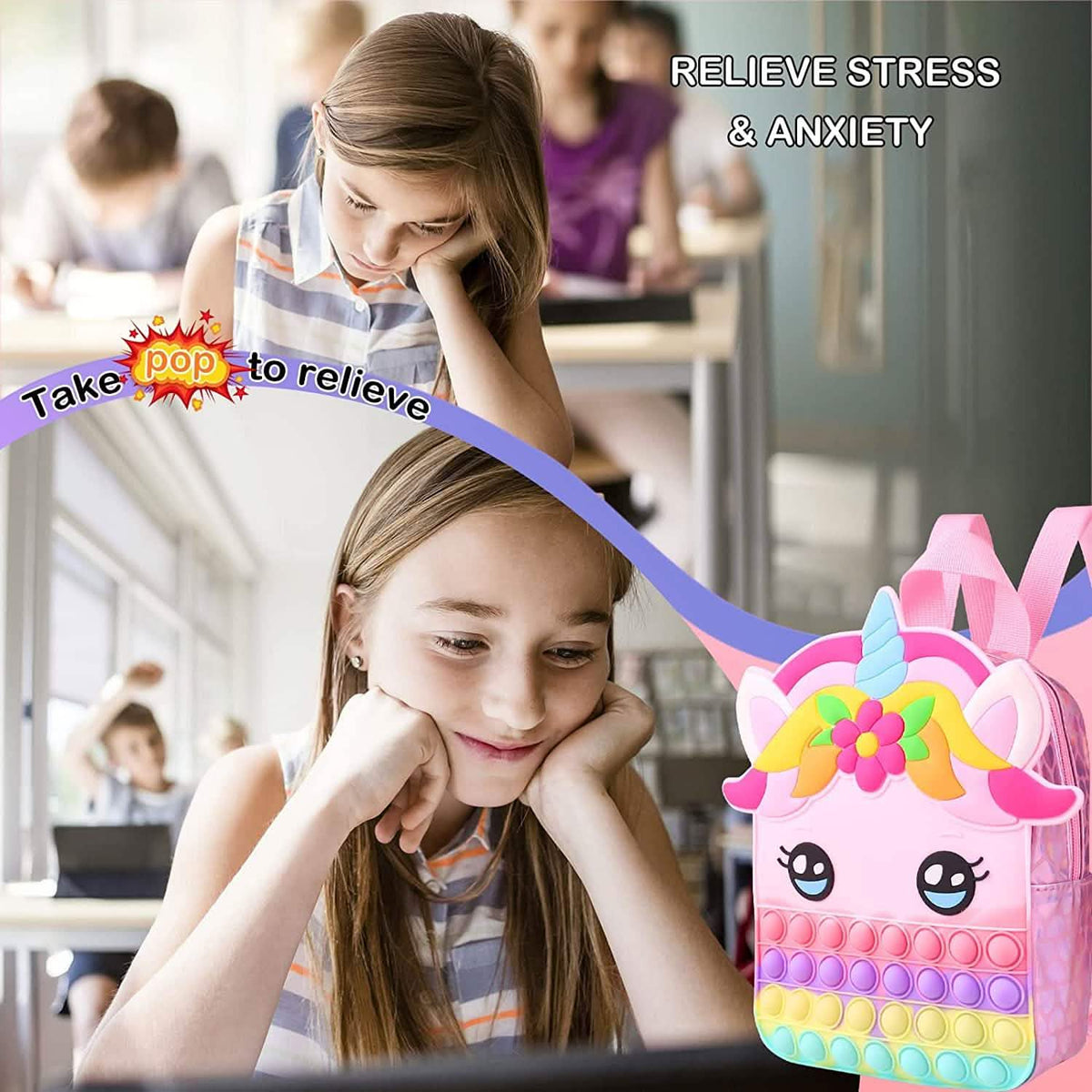 Pop Fidget Unicorn Backpack Toys & Games - Tophatter Daily Deals