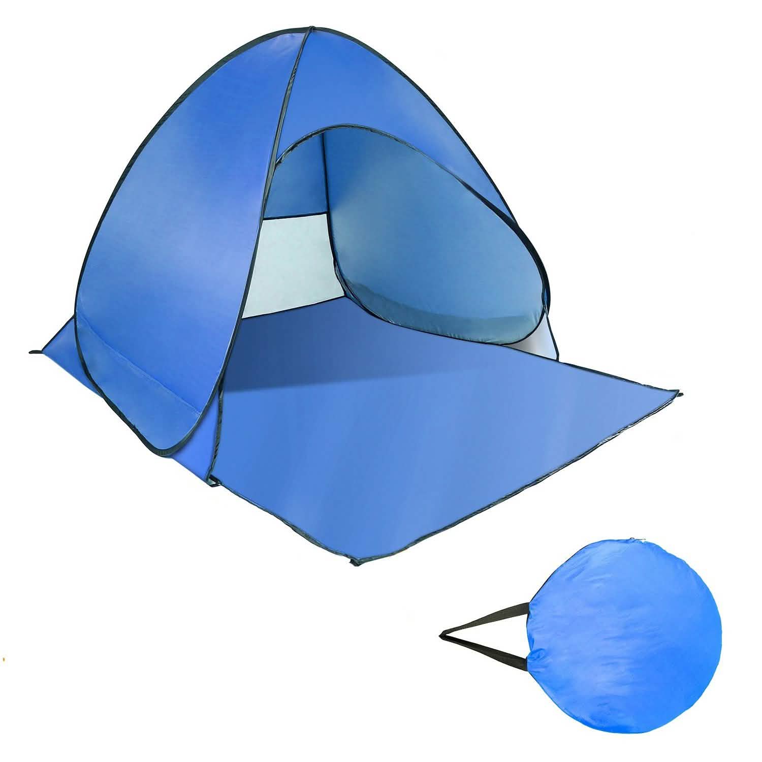 Pop Up Beach Tent Sun Shade Shelter Blue Outdoor Recreation - Tophatter Daily Deals