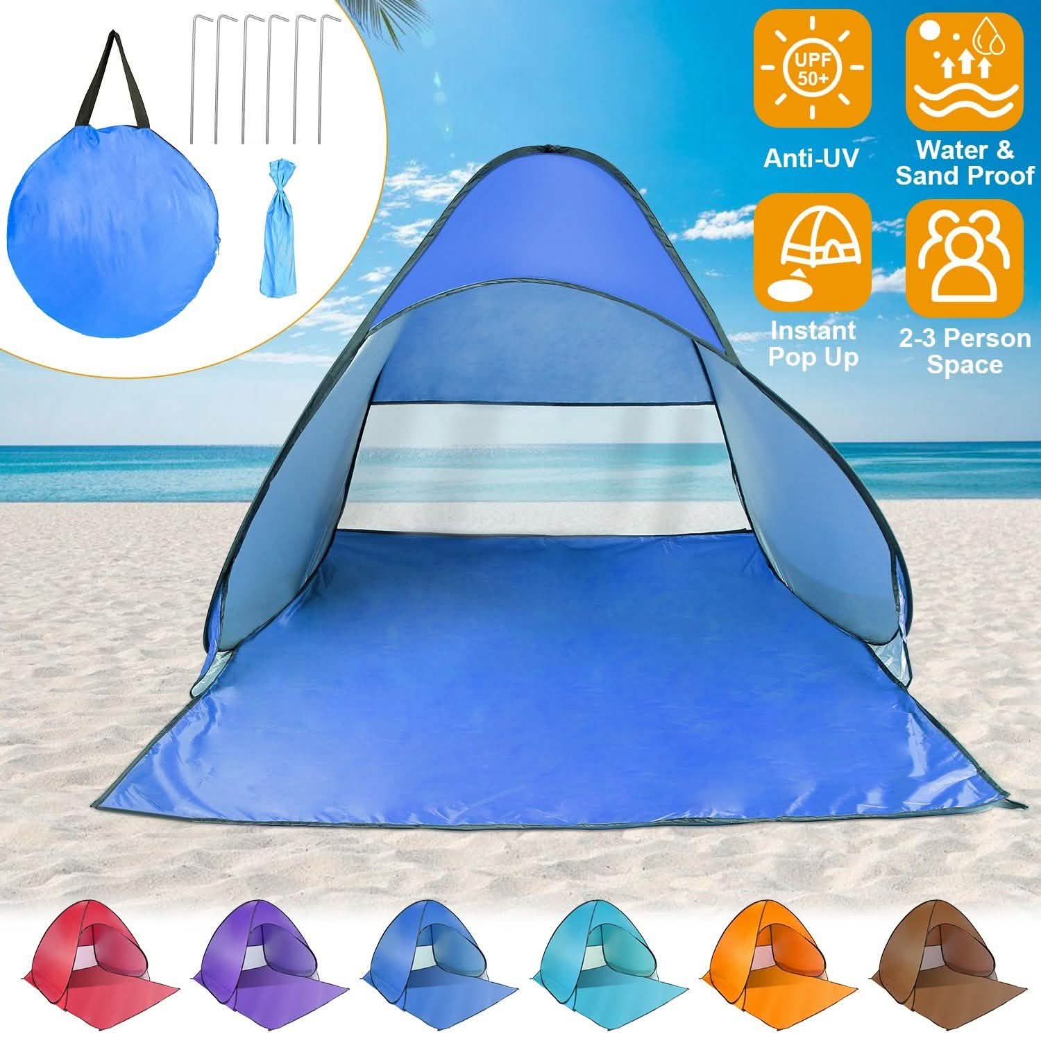 Pop Up Beach Tent Sun Shade Shelter Outdoor Recreation - Tophatter Daily Deals