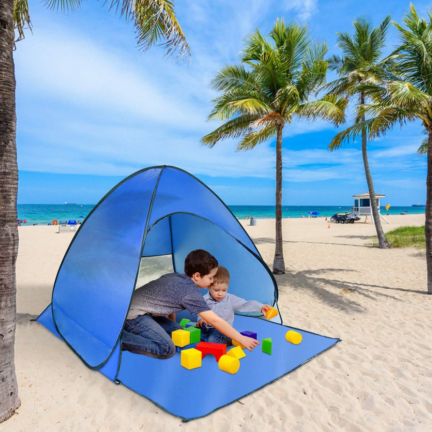 Pop Up Beach Tent Sun Shade Shelter Outdoor Recreation - Tophatter Daily Deals