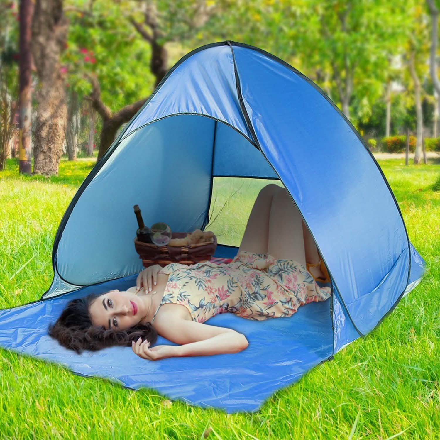 Pop Up Beach Tent Sun Shade Shelter Outdoor Recreation - Tophatter Daily Deals