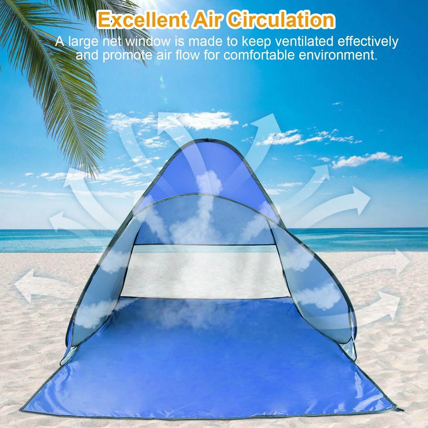 Pop Up Beach Tent Sun Shade Shelter Outdoor Recreation - Tophatter Daily Deals