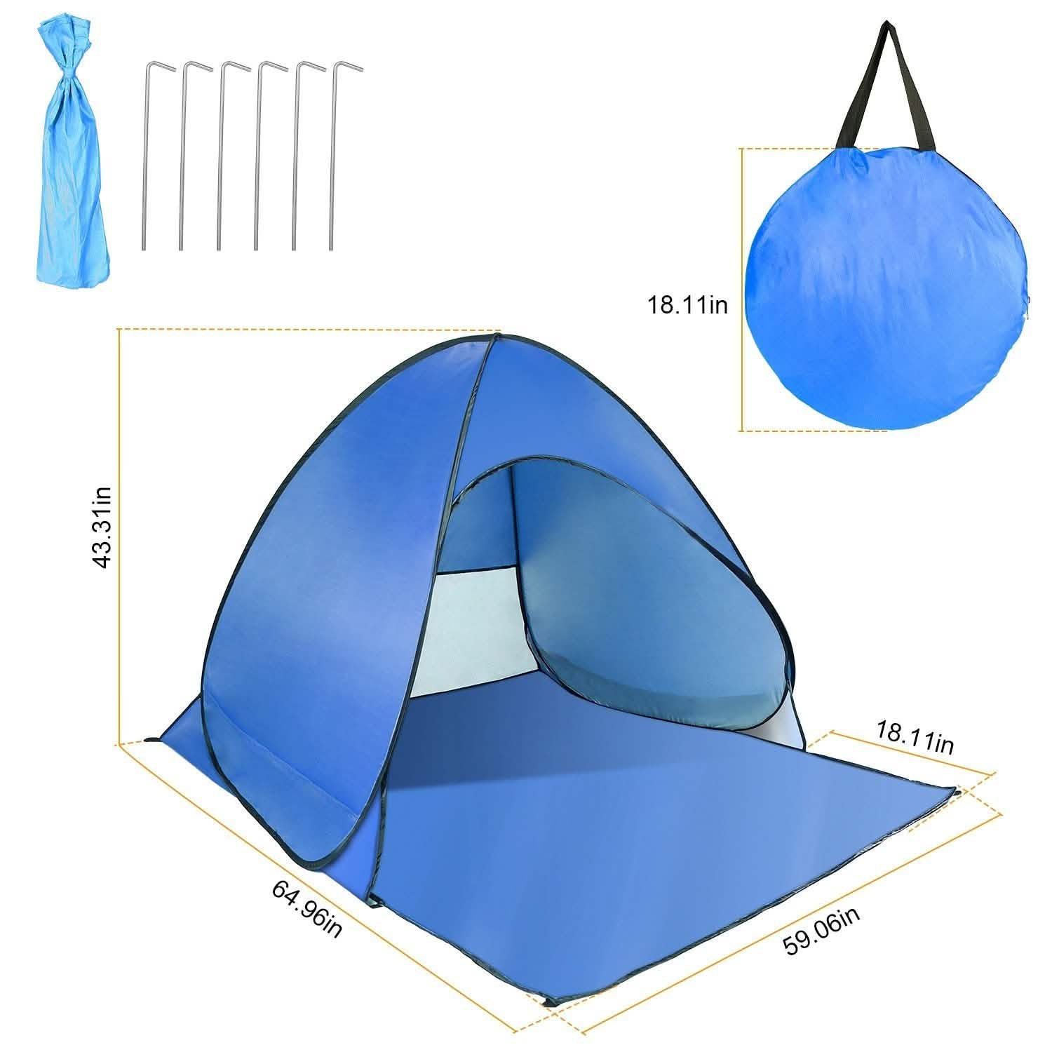 Pop Up Beach Tent Sun Shade Shelter Outdoor Recreation - Tophatter Daily Deals