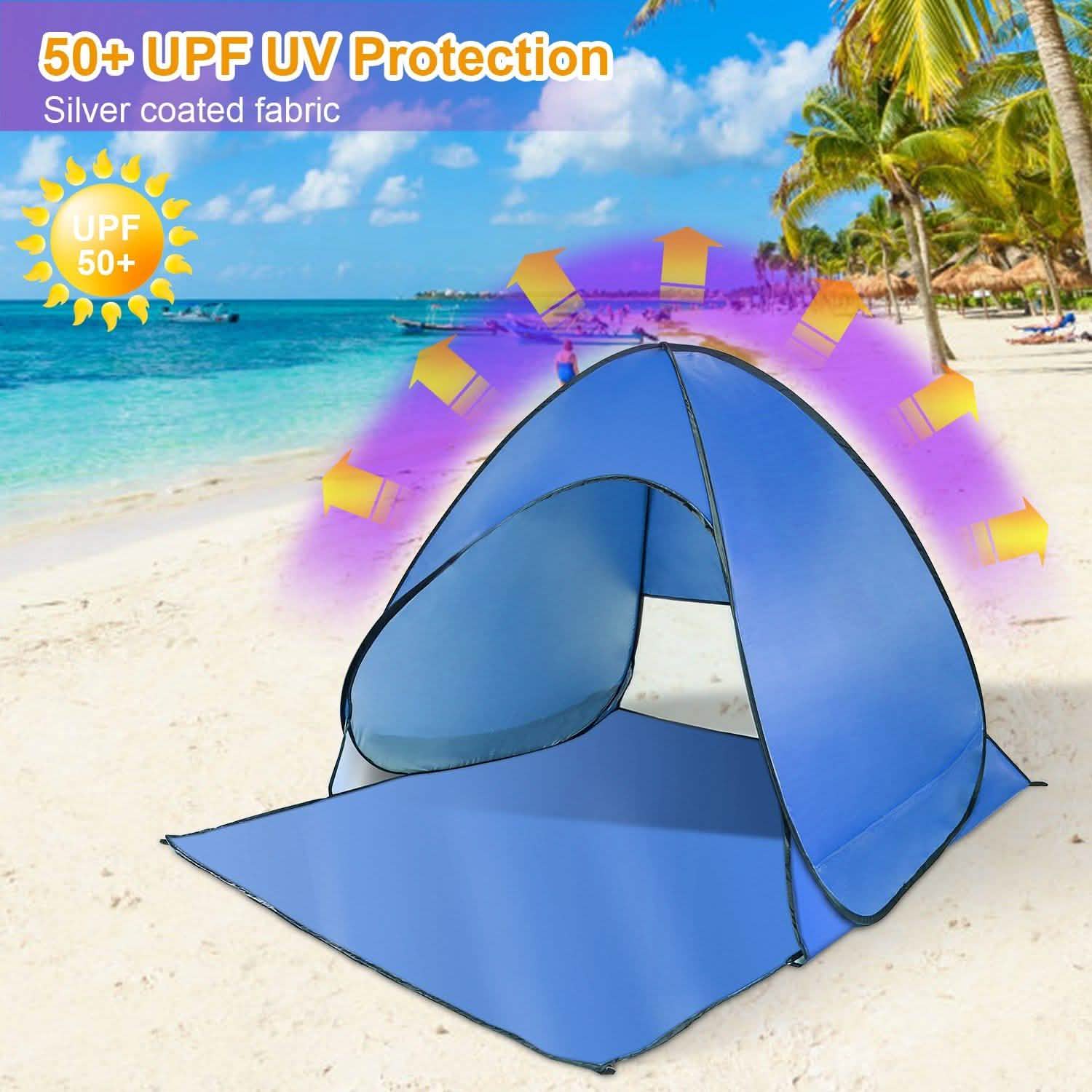 Pop Up Beach Tent Sun Shade Shelter Outdoor Recreation - Tophatter Daily Deals