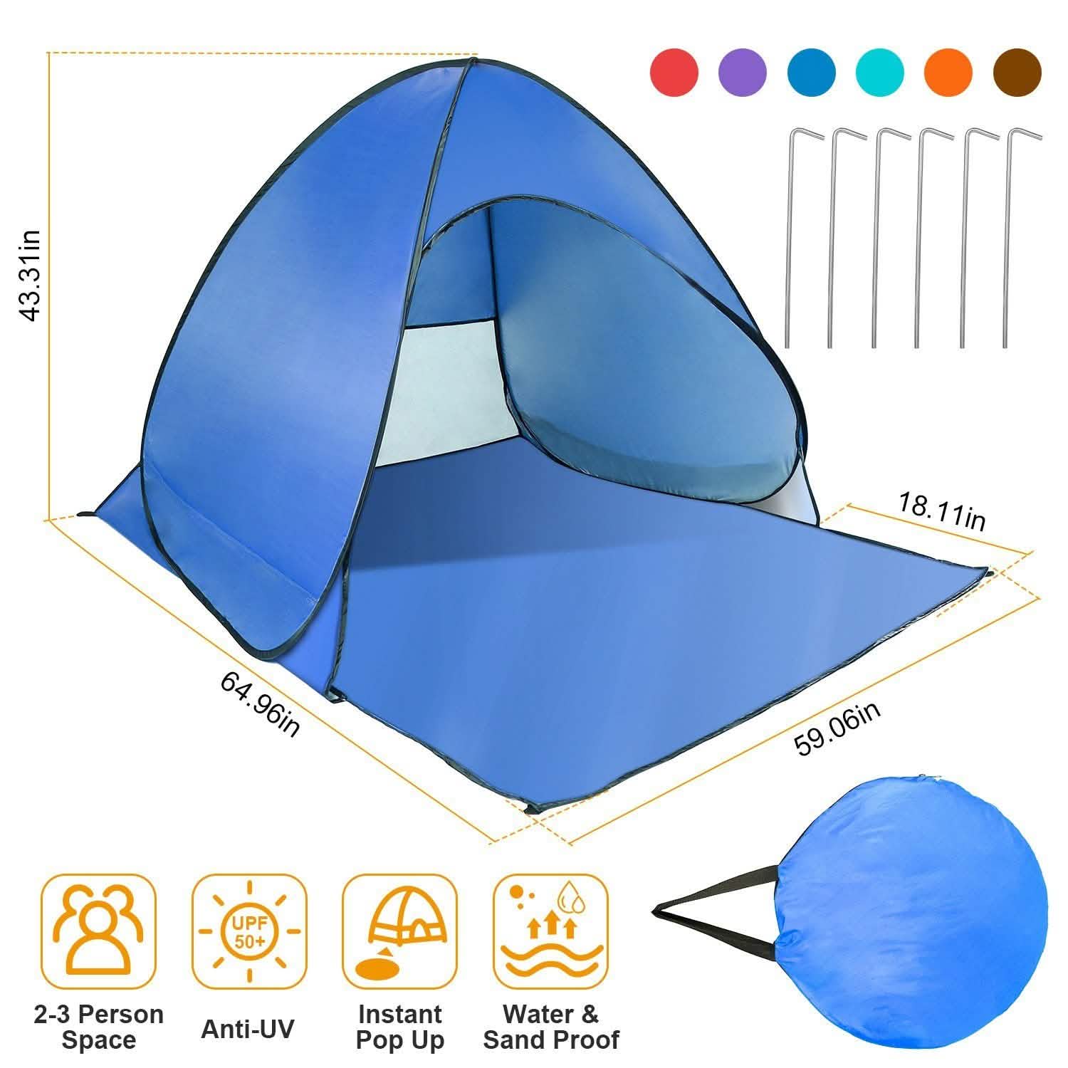 Pop Up Beach Tent Sun Shade Shelter Outdoor Recreation - Tophatter Daily Deals