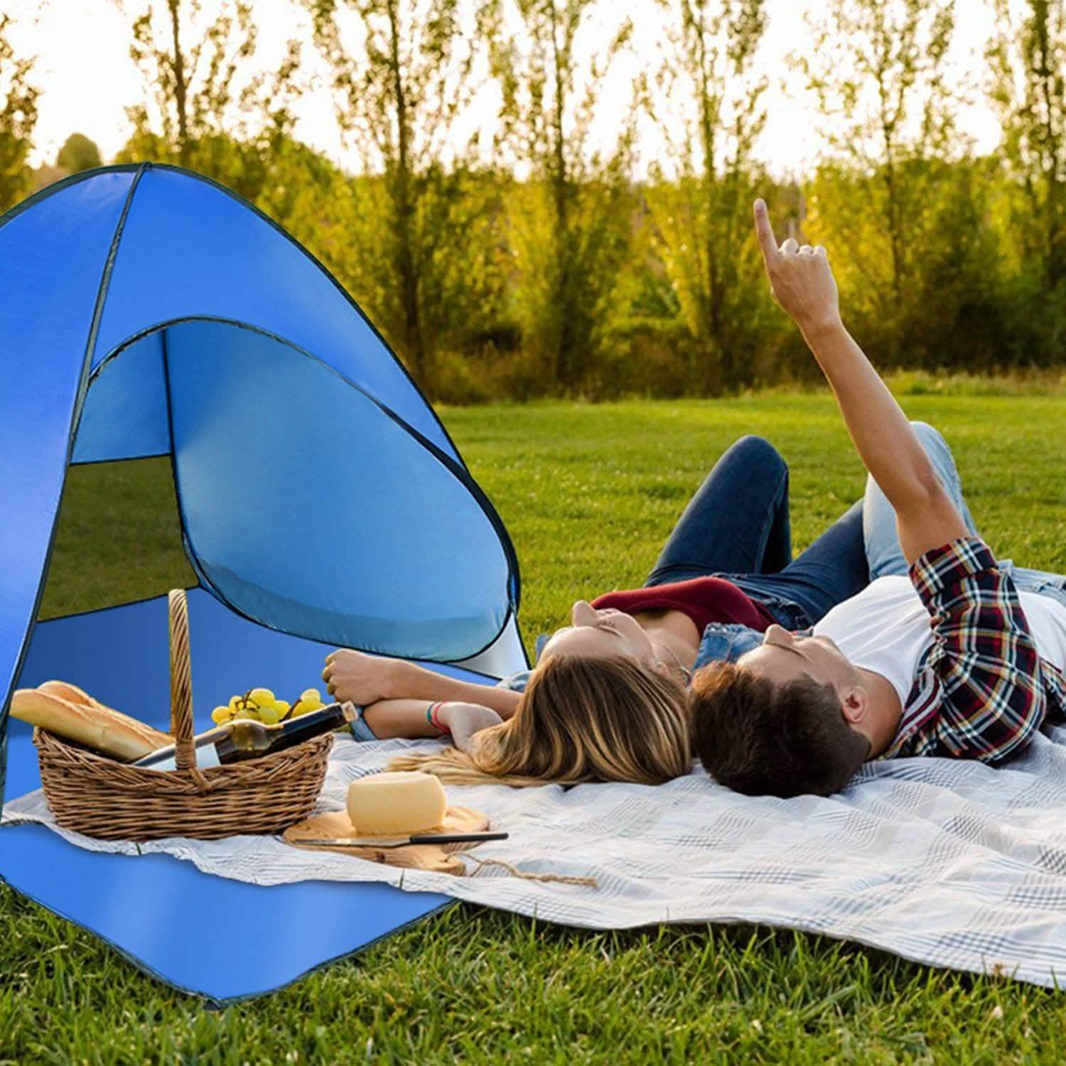 Pop Up Beach Tent Sun Shade Shelter Outdoor Recreation - Tophatter Daily Deals