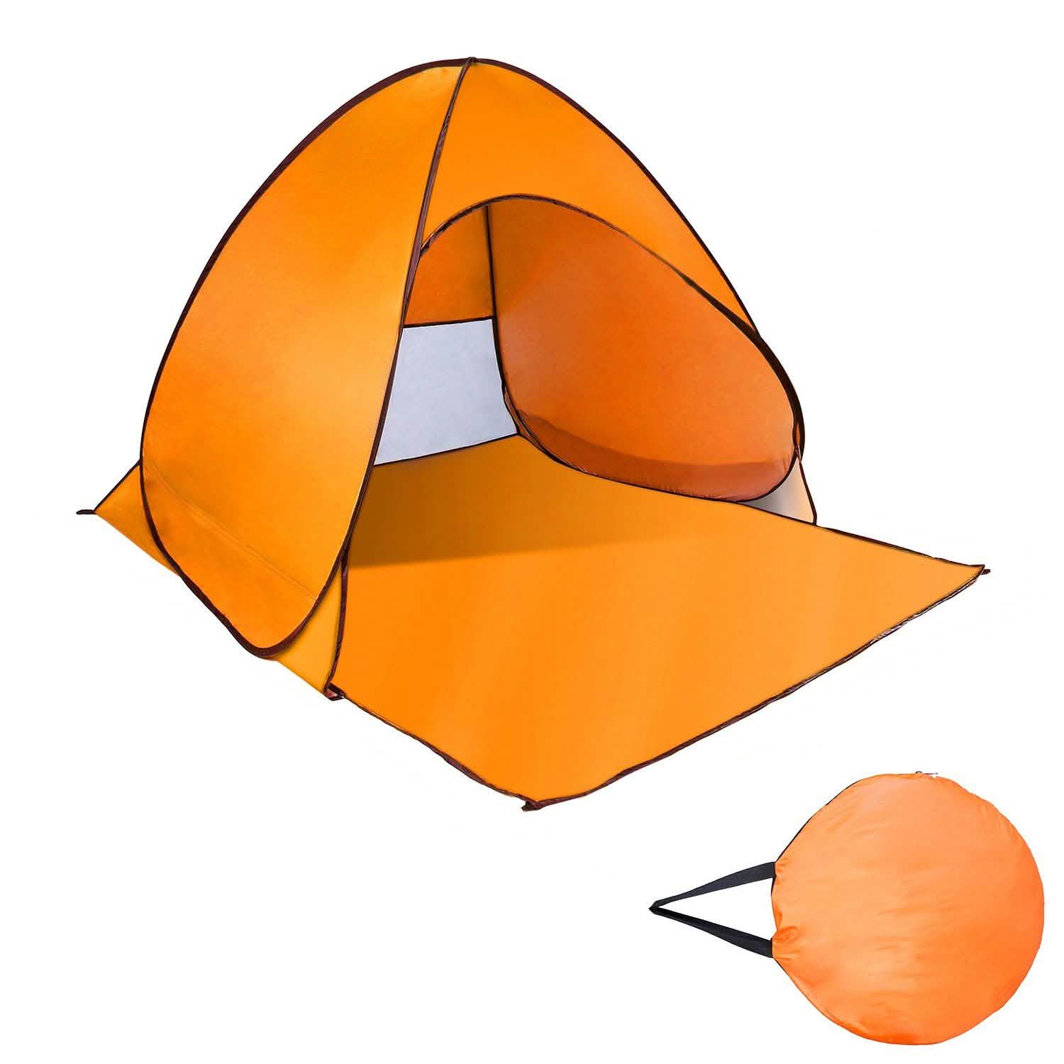 Pop Up Beach Tent Sun Shade Shelter Orange Outdoor Recreation - Tophatter Daily Deals