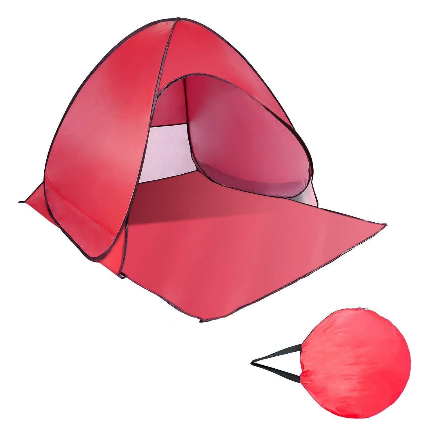 Pop Up Beach Tent Sun Shade Shelter Red Outdoor Recreation - Tophatter Daily Deals
