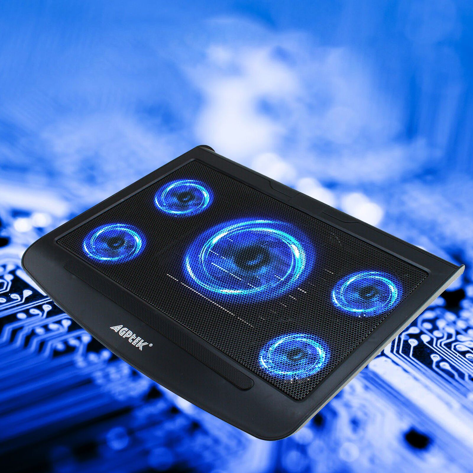 Portable 5 Fans Cooling Pad LED Light Radiator Cooling Pad - Tophatter Daily Deals