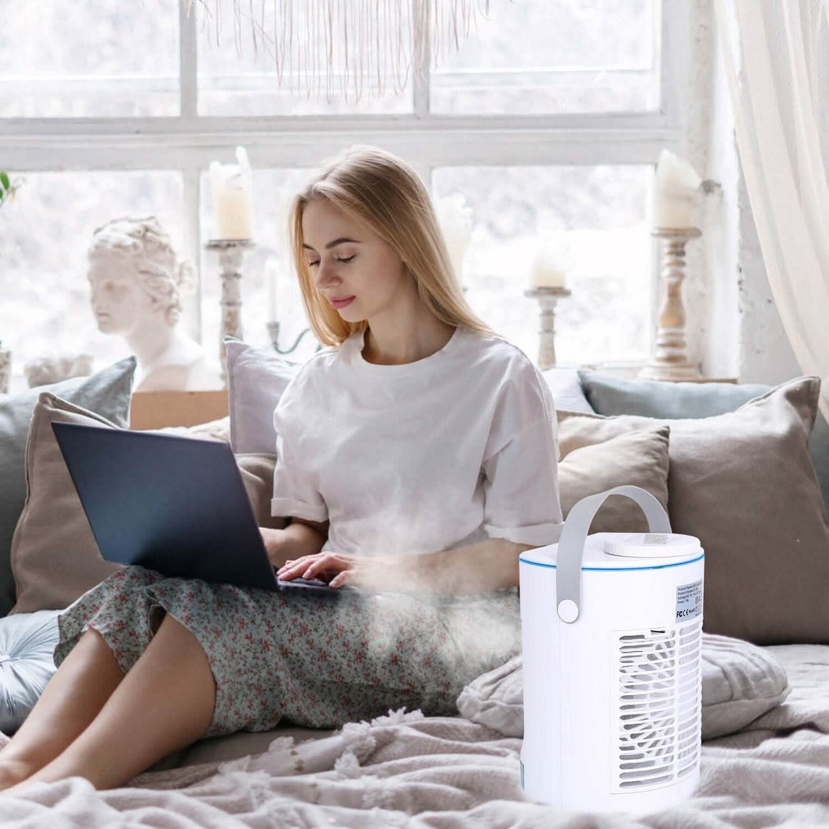 Portable Air Conditioner Fan Evaporative Humidifier 3 Speed Spray Household Appliances - Tophatter Daily Deals