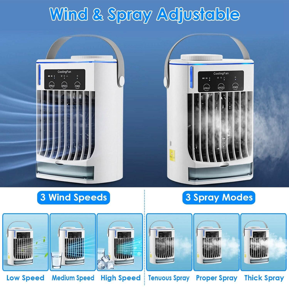 Portable Air Conditioner Fan Evaporative Humidifier 3 Speed Spray Household Appliances - Tophatter Daily Deals