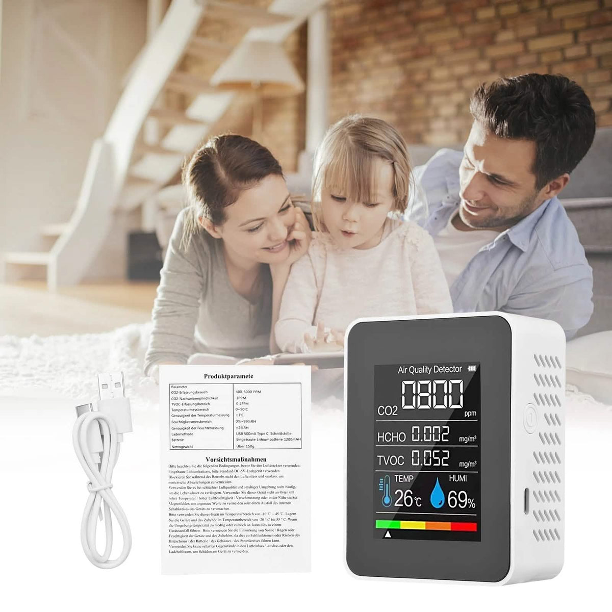 Portable Air Quality Monitor Health & Wellness - Tophatter Daily Deals