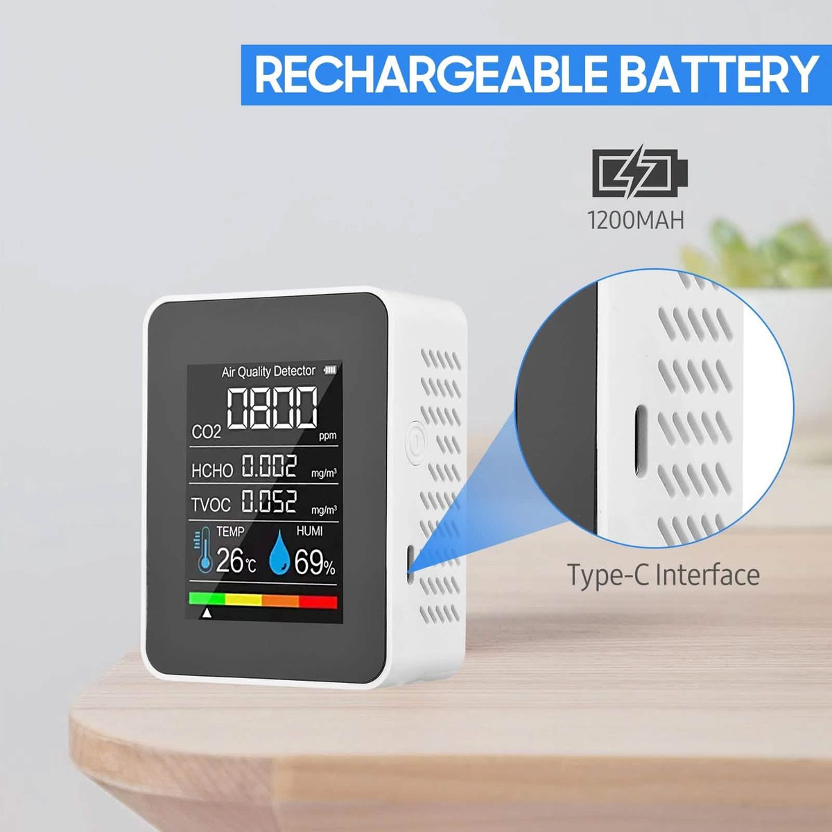 Portable Air Quality Monitor Health & Wellness - Tophatter Daily Deals