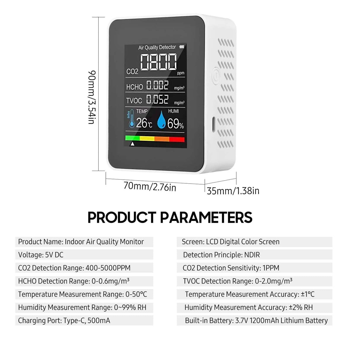 Portable Air Quality Monitor Health & Wellness - Tophatter Daily Deals