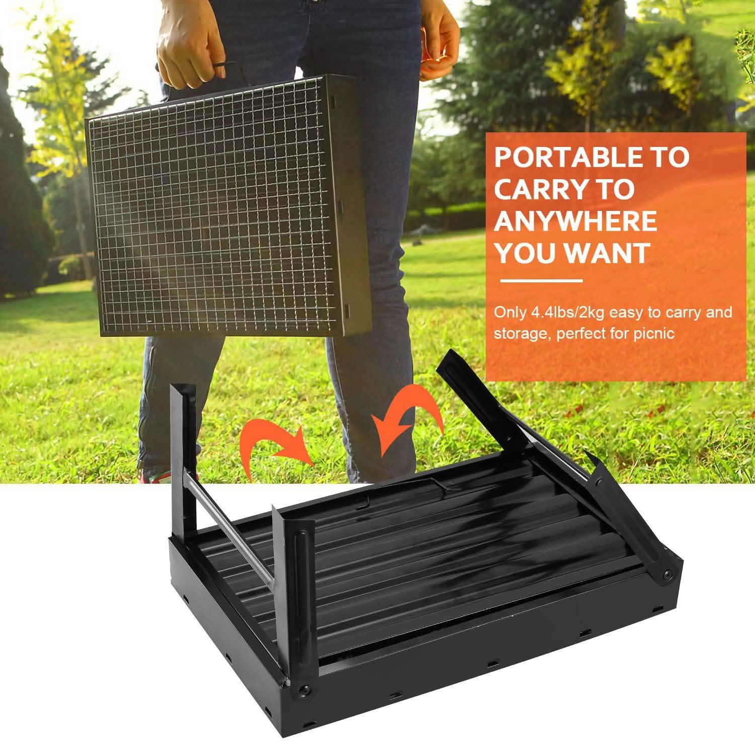 Portable Barbecue Grill Foldable Charcoal Outdoor Recreation - Tophatter Daily Deals