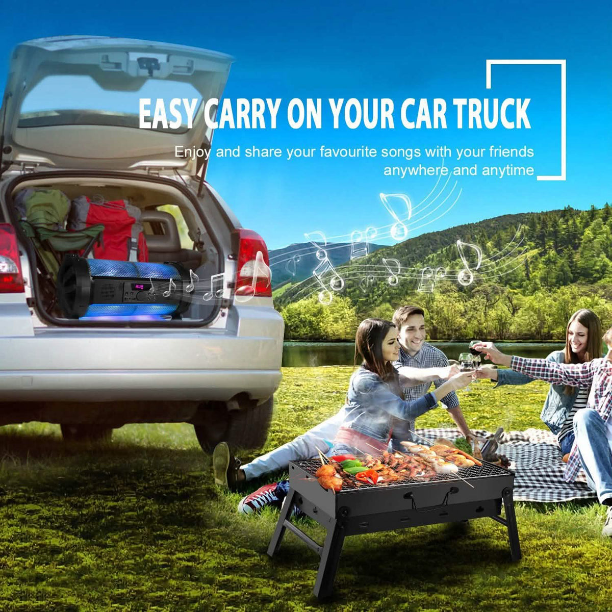Portable Barbecue Grill Foldable Charcoal Outdoor Recreation - Tophatter Daily Deals