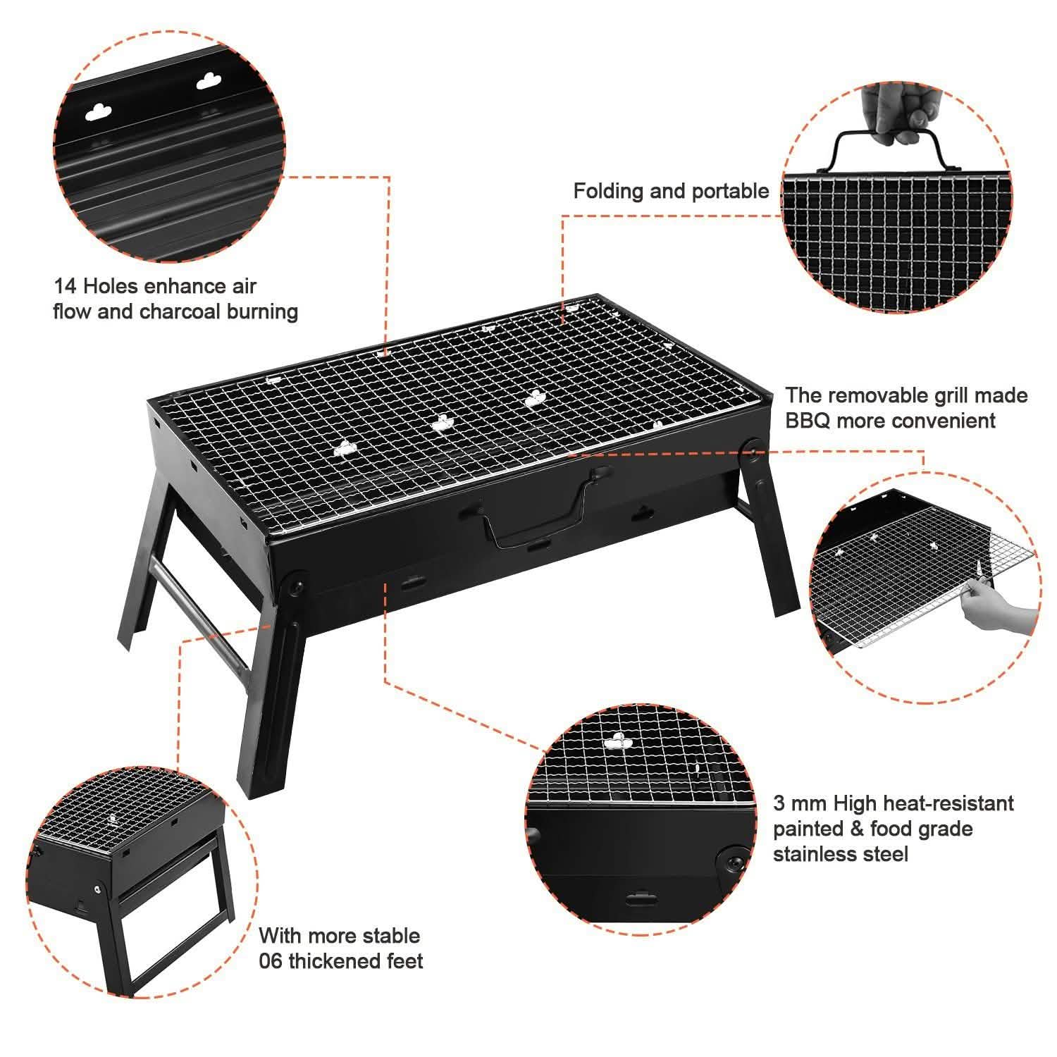 Portable Barbecue Grill Foldable Charcoal Outdoor Recreation - Tophatter Daily Deals