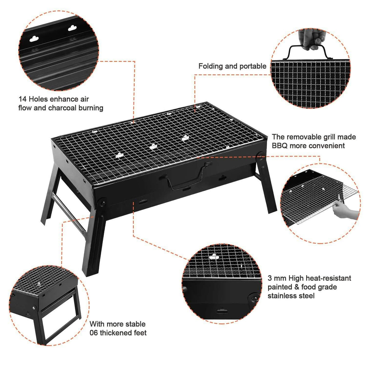 Portable Barbecue Grill Foldable Charcoal Outdoor Recreation - Tophatter Daily Deals