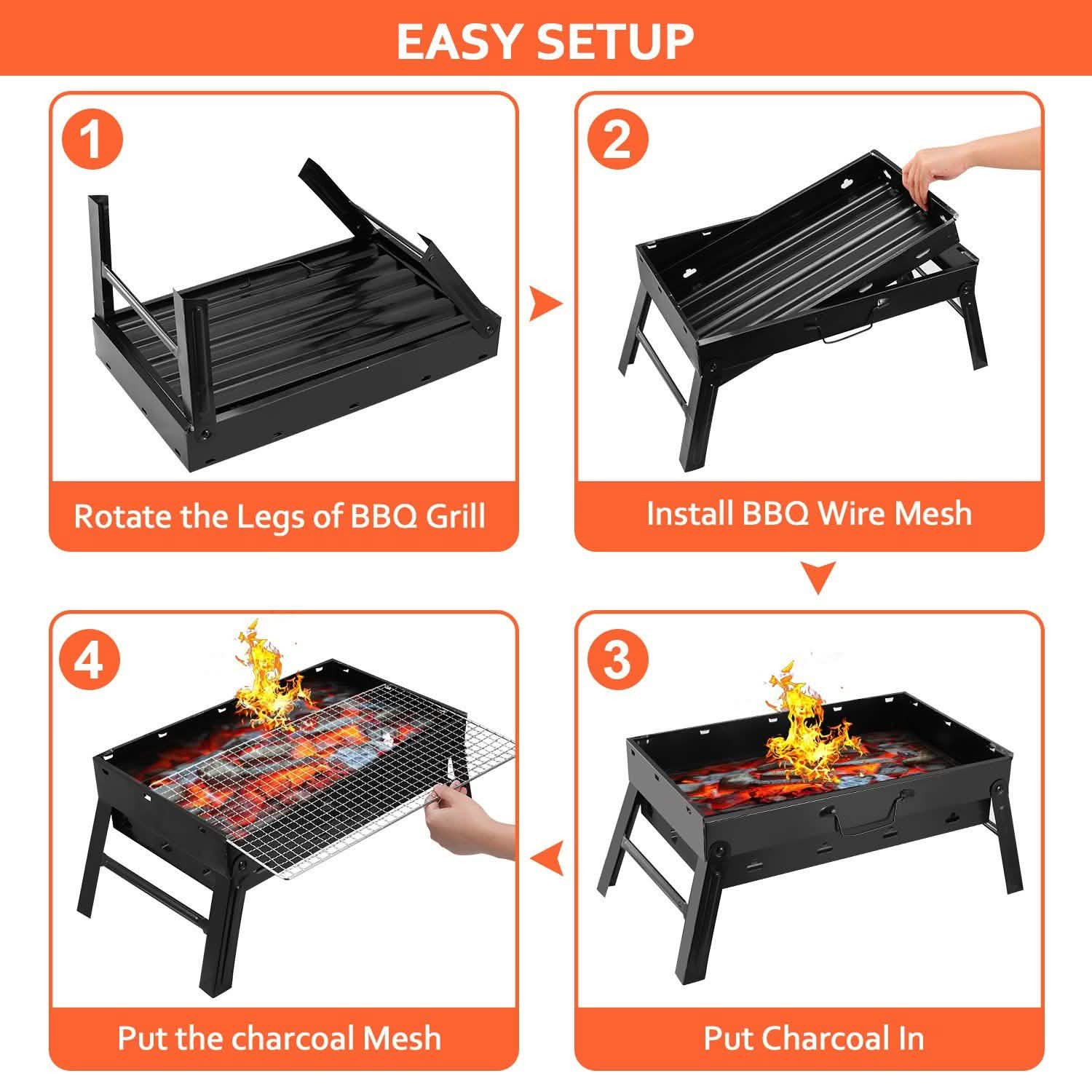 Portable Barbecue Grill Foldable Charcoal Outdoor Recreation - Tophatter Daily Deals