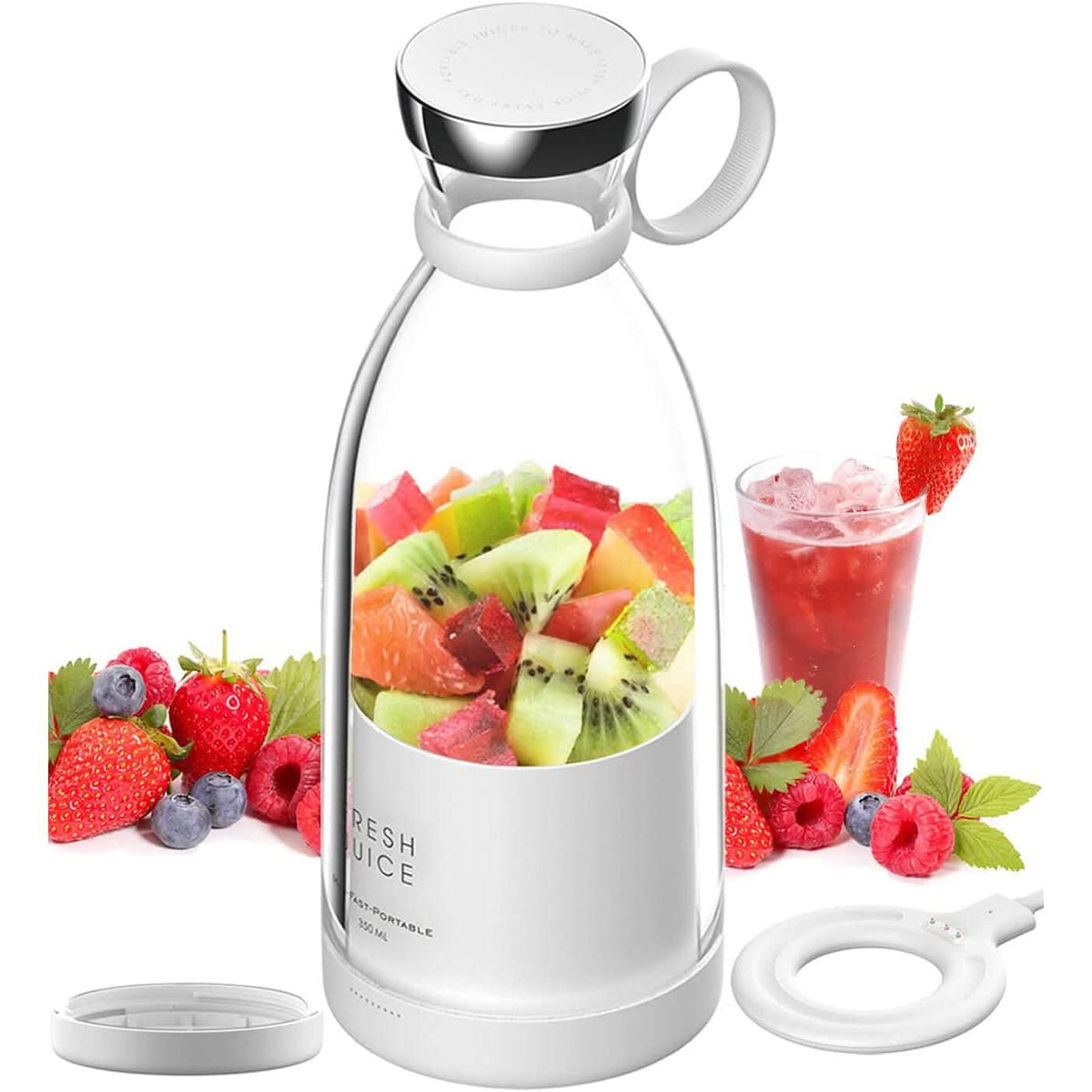 Portable Blender Bottle Electric Juicer White Kitchen Appliances - Tophatter Daily Deals
