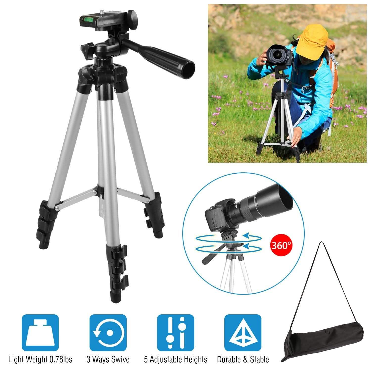 Portable Camera Tripod 45" Adjustable Camera Stand Cameras & Drones - Tophatter Daily Deals