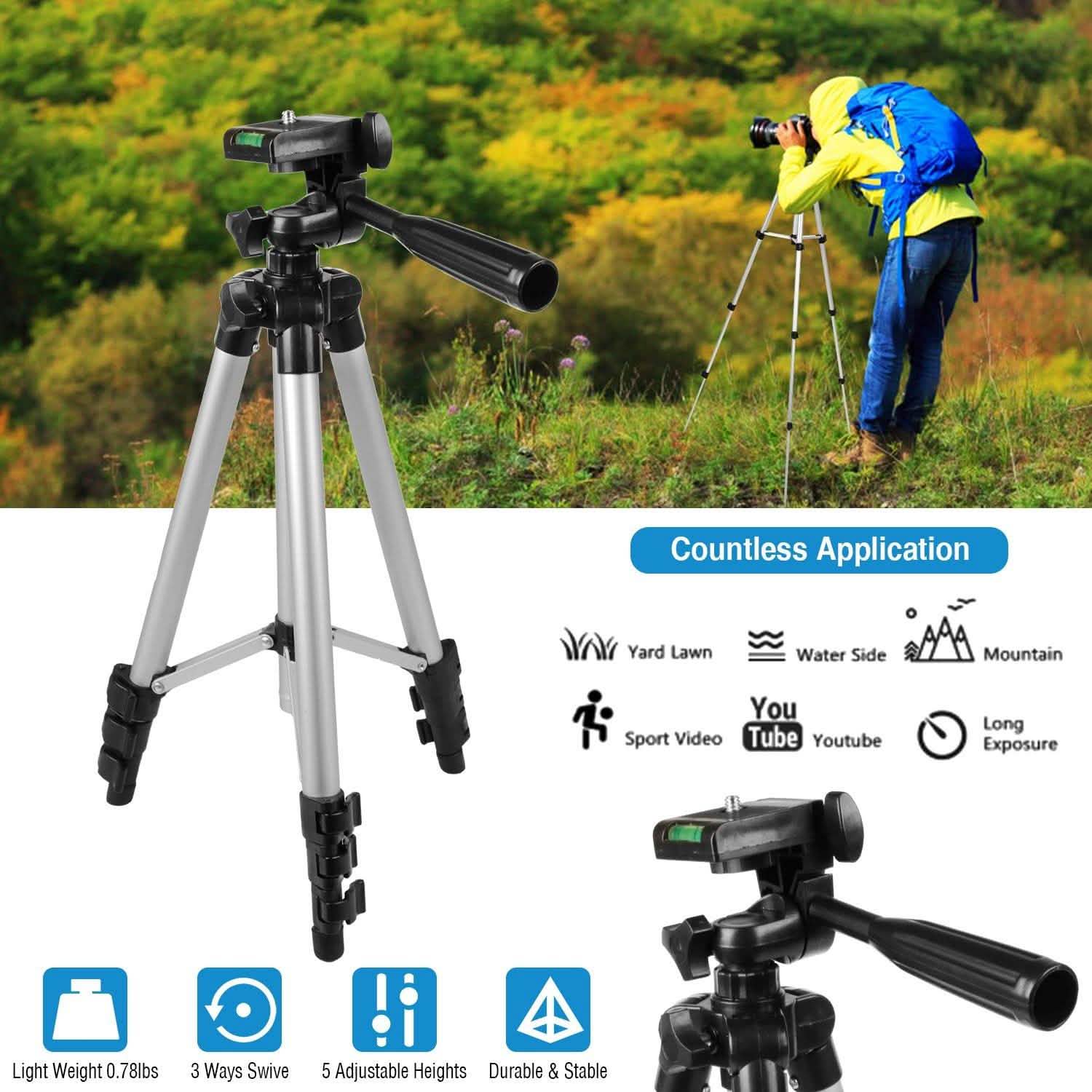 Portable Camera Tripod 45" Adjustable Camera Stand Cameras & Drones - Tophatter Daily Deals