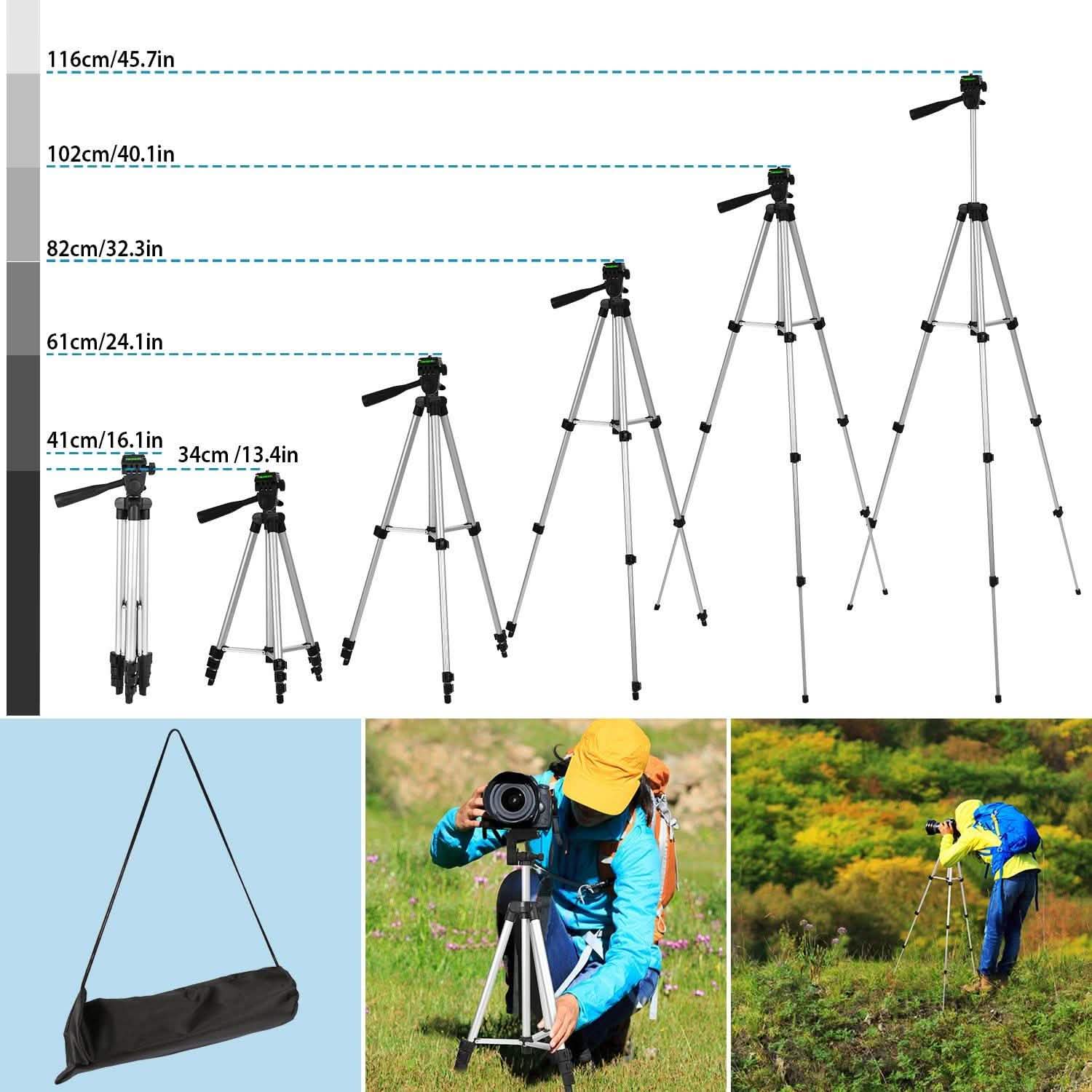 Portable Camera Tripod 45" Adjustable Camera Stand Cameras & Drones - Tophatter Daily Deals