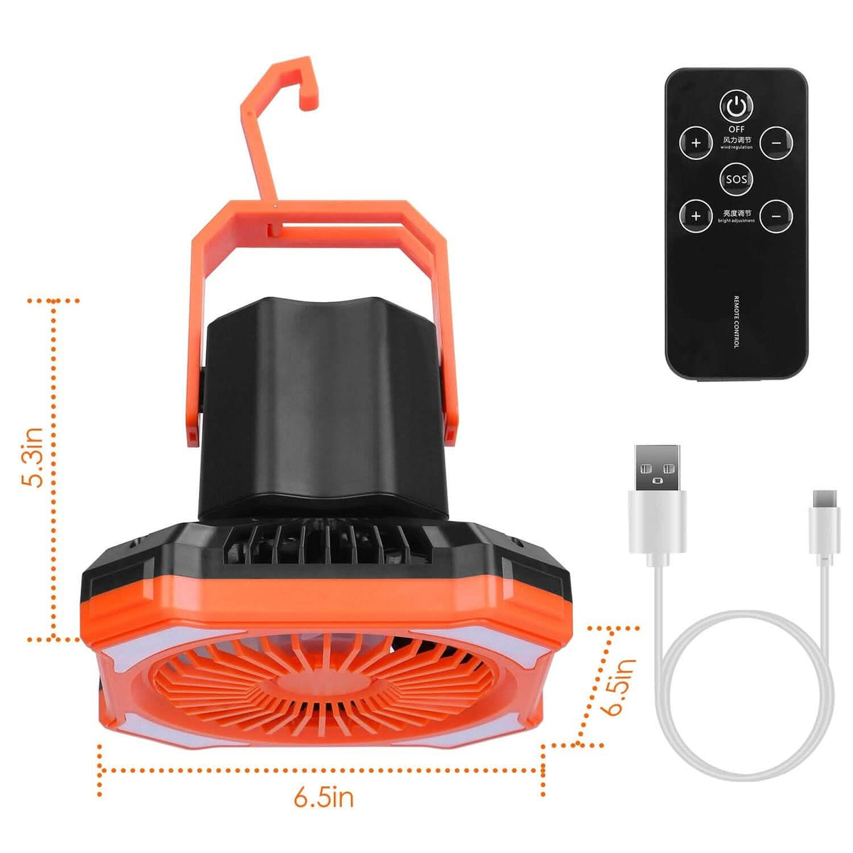 Portable Camping Lantern Fan 10000mAh Battery Powered with 4 Light Modes Outdoor Recreation - Tophatter Daily Deals