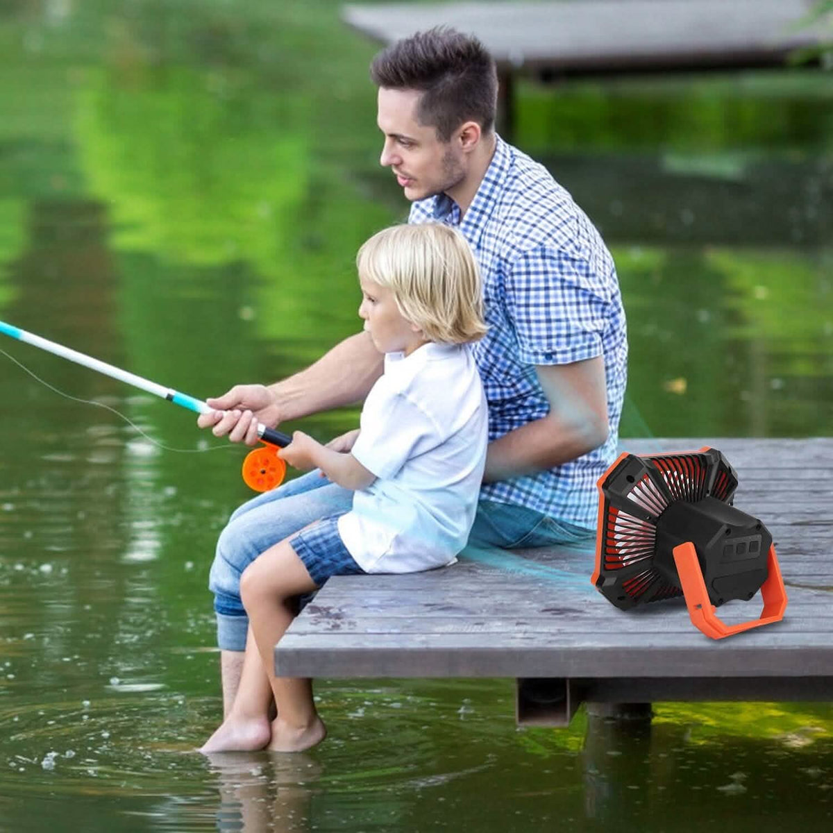 Portable Camping Lantern Fan 10000mAh Battery Powered with 4 Light Modes Outdoor Recreation - Tophatter Daily Deals