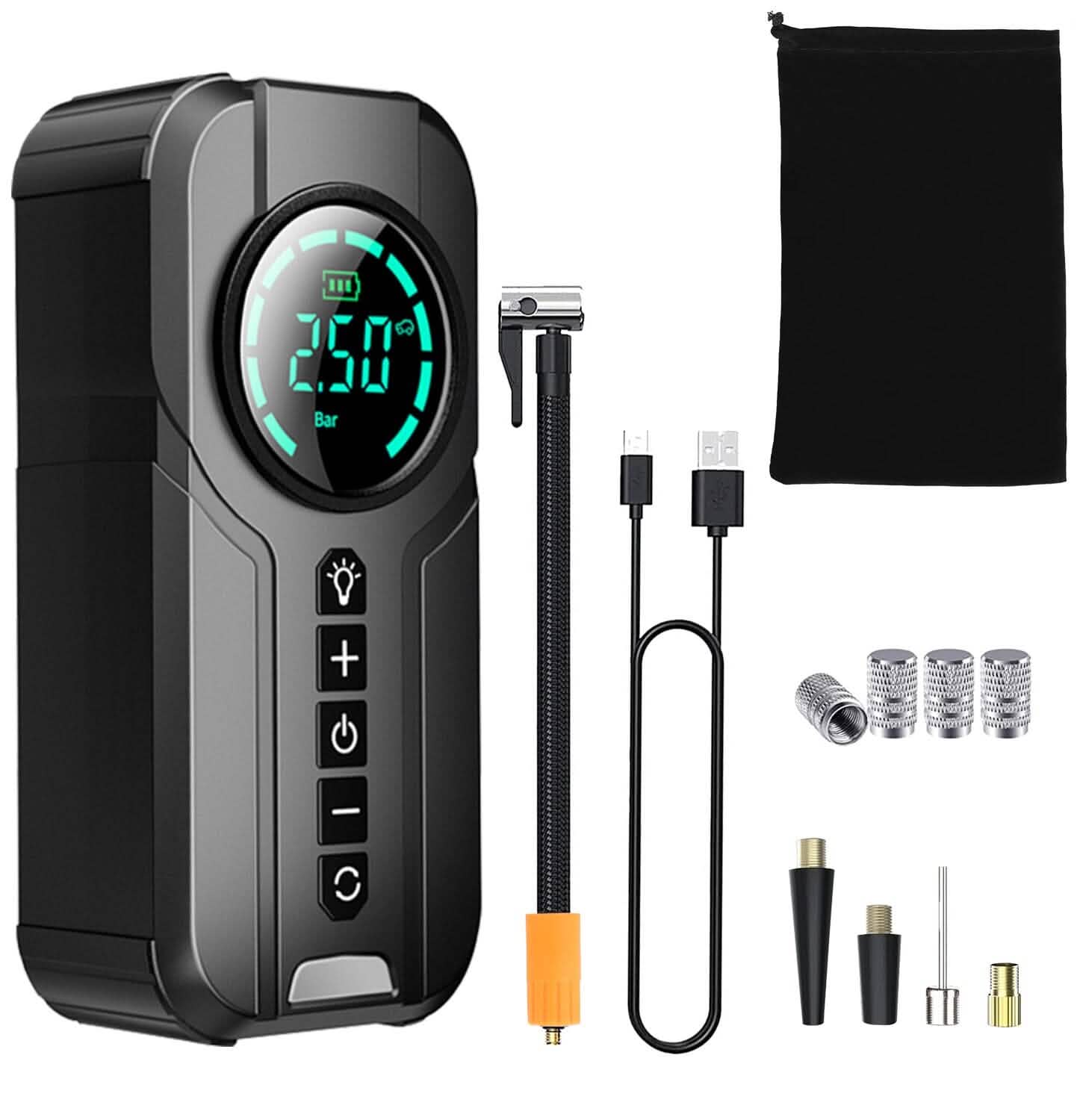 Portable Car Compressor Wireless Electric Air Pump 150 PSI with LED Light Automotive - Tophatter Daily Deals