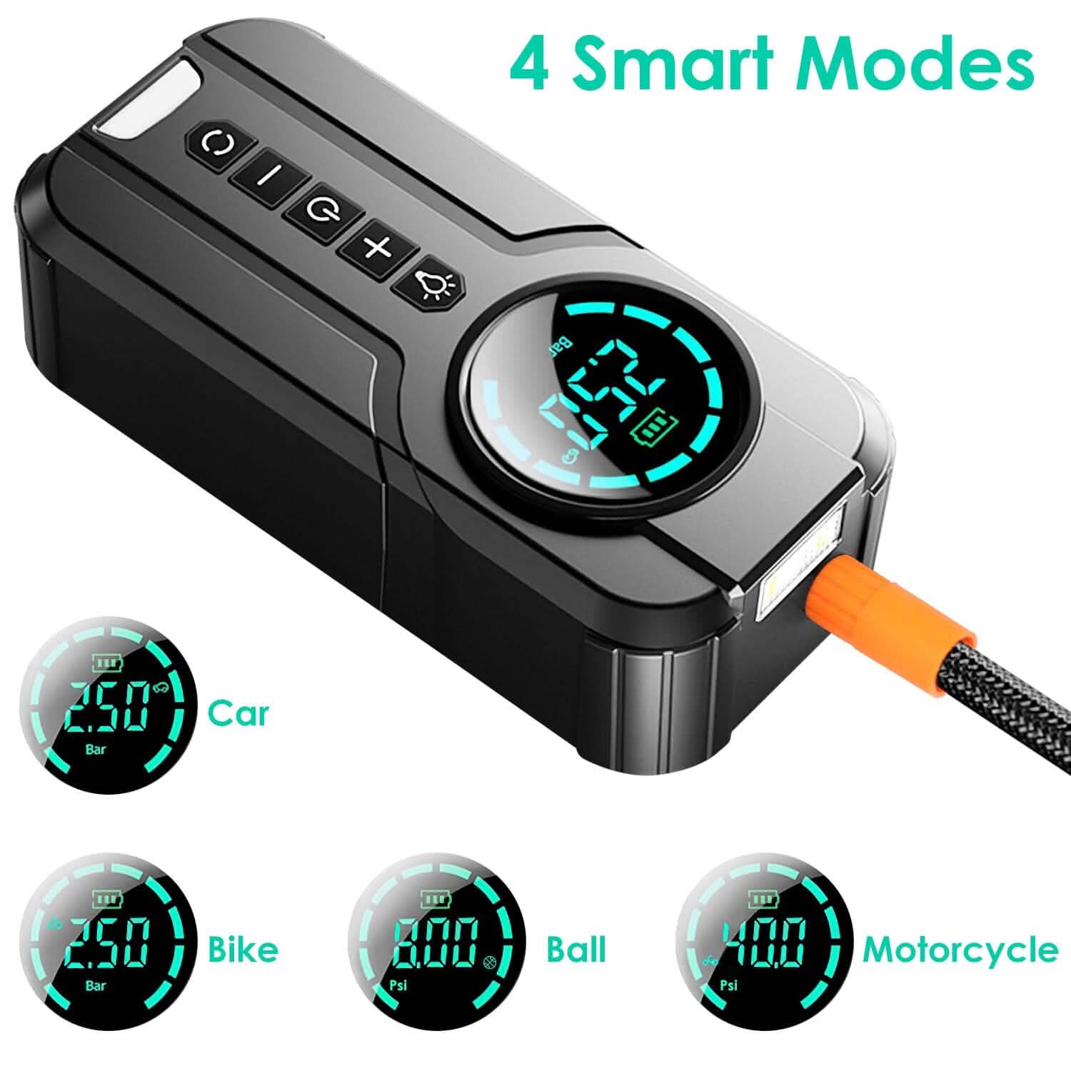 Portable Car Compressor Wireless Electric Air Pump 150 PSI with LED Light Automotive - Tophatter Daily Deals