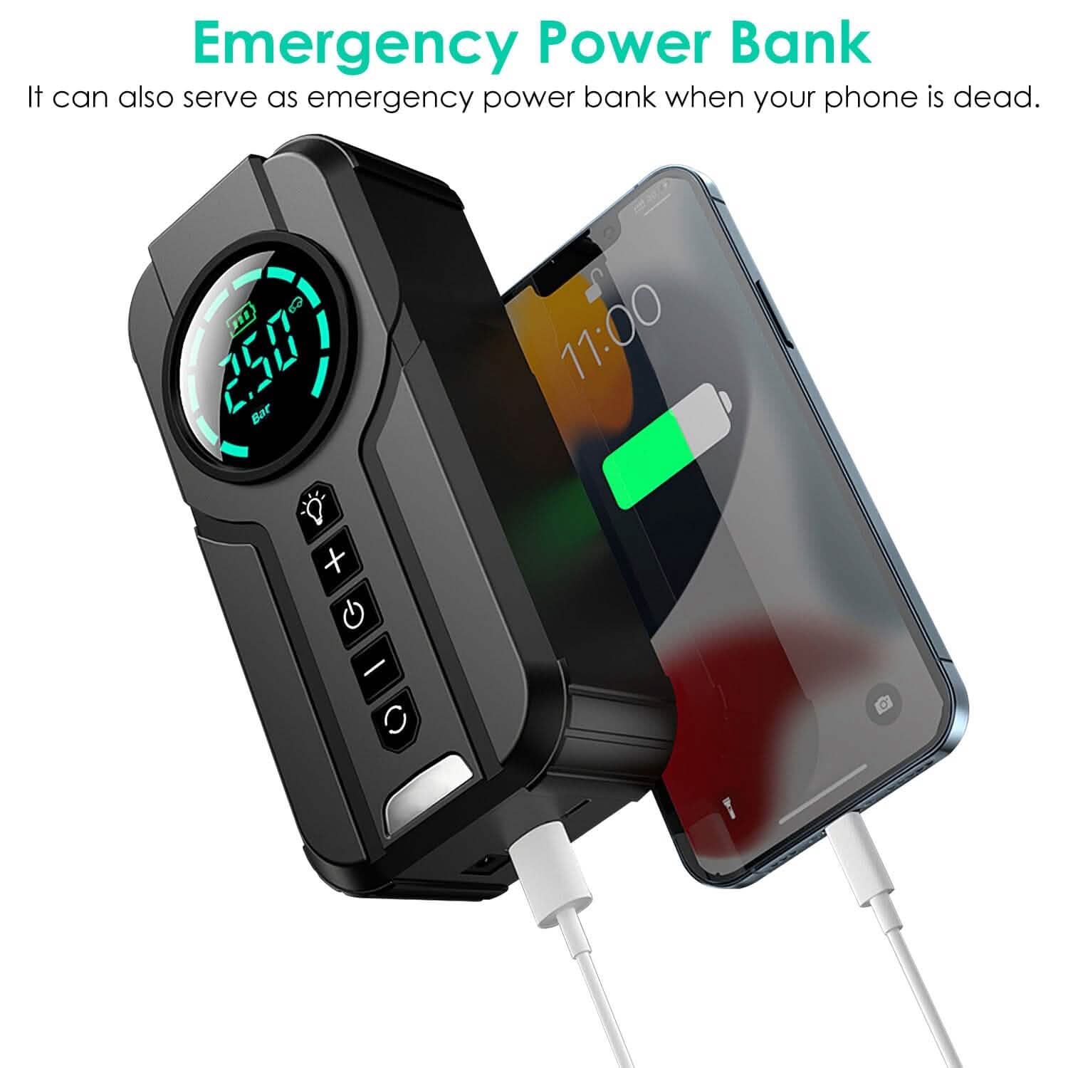 Portable Car Compressor Wireless Electric Air Pump 150 PSI with LED Light Automotive - Tophatter Daily Deals