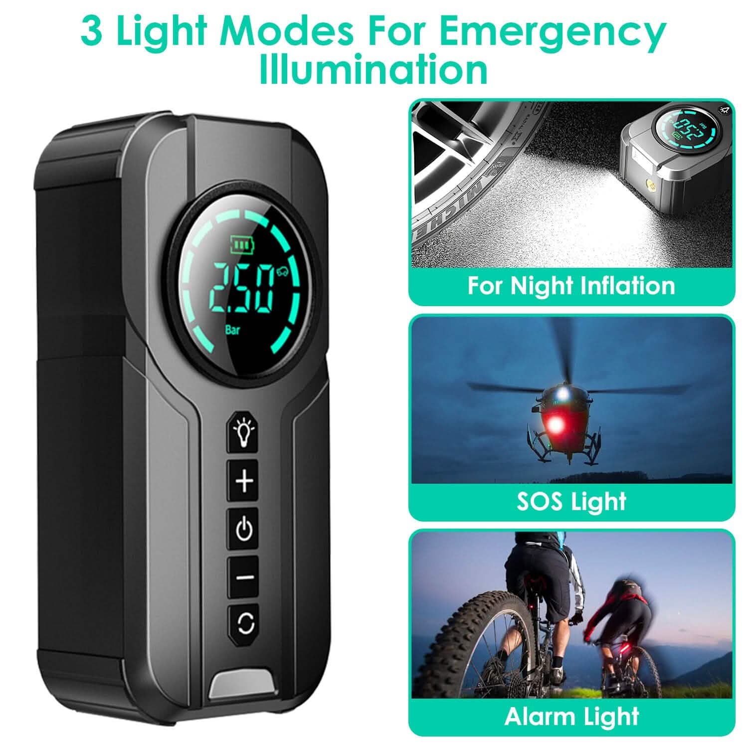 Portable Car Compressor Wireless Electric Air Pump 150 PSI with LED Light Automotive - Tophatter Daily Deals