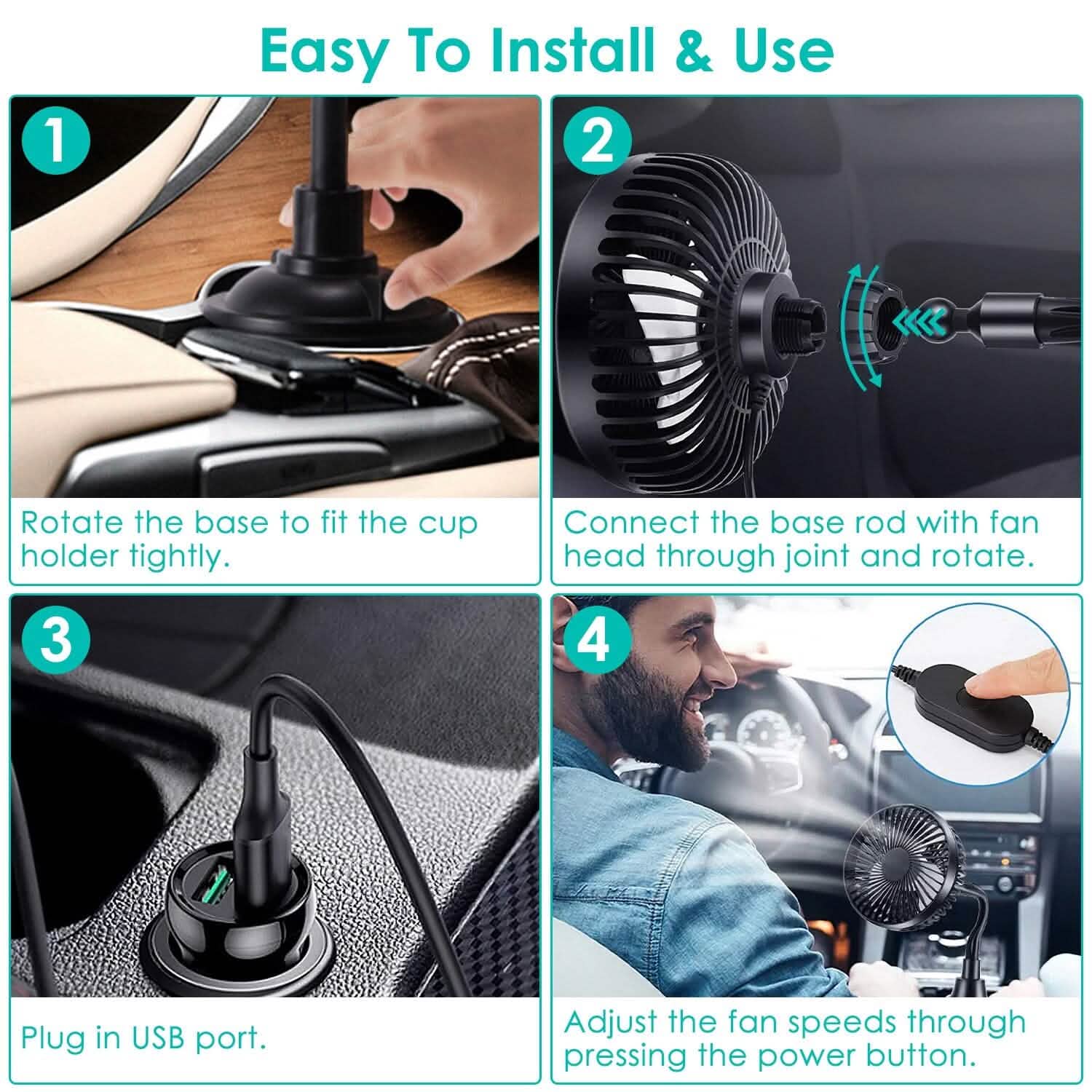 Portable Car Cooling Fan Automotive - Tophatter Daily Deals