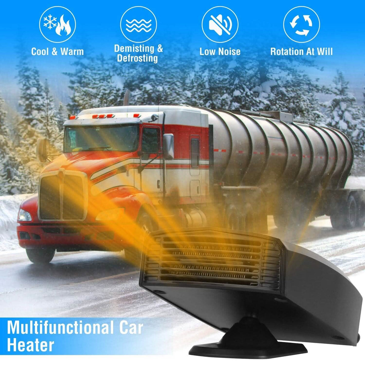 Portable Car Heater Heating Fan 2-in-1 Defroster Defogger Demister Windshield Heater Automotive - Tophatter Daily Deals