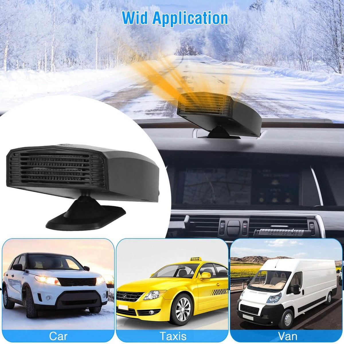 Portable Car Heater Heating Fan 2-in-1 Defroster Defogger Demister Windshield Heater Automotive - Tophatter Daily Deals