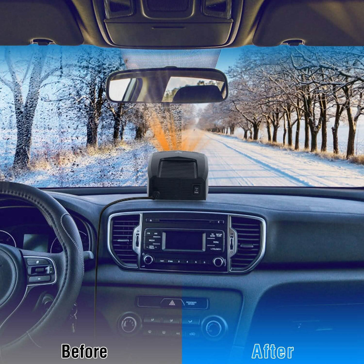 Portable Car Heater Heating Fan 2-in-1 Defroster Defogger Demister Windshield Heater Automotive - Tophatter Daily Deals