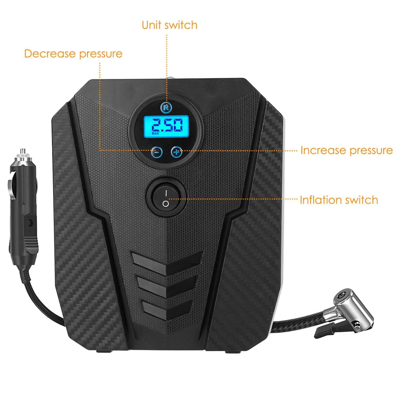 Portable Car Tire Inflator DC 12V Digital Car Air Pump Compressor Automotive - Tophatter Daily Deals