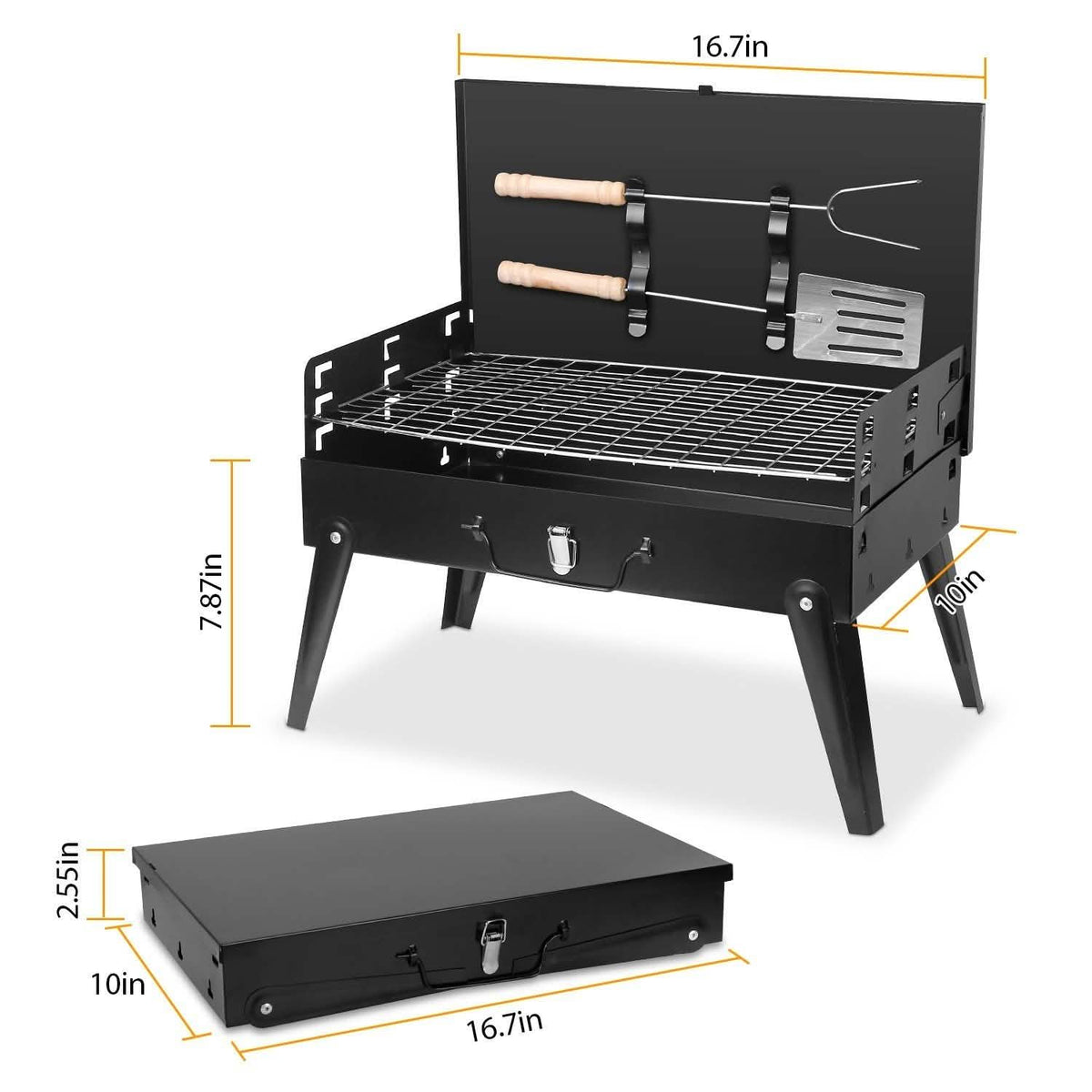 Portable Charcoal Grill Foldable BBQ Suitcase Outdoor Recreation - Tophatter Daily Deals