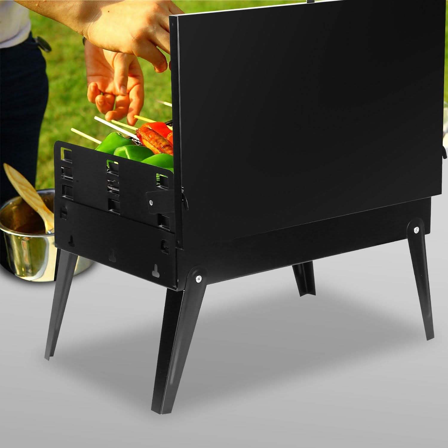 Portable Charcoal Grill Foldable BBQ Suitcase Outdoor Recreation - Tophatter Daily Deals