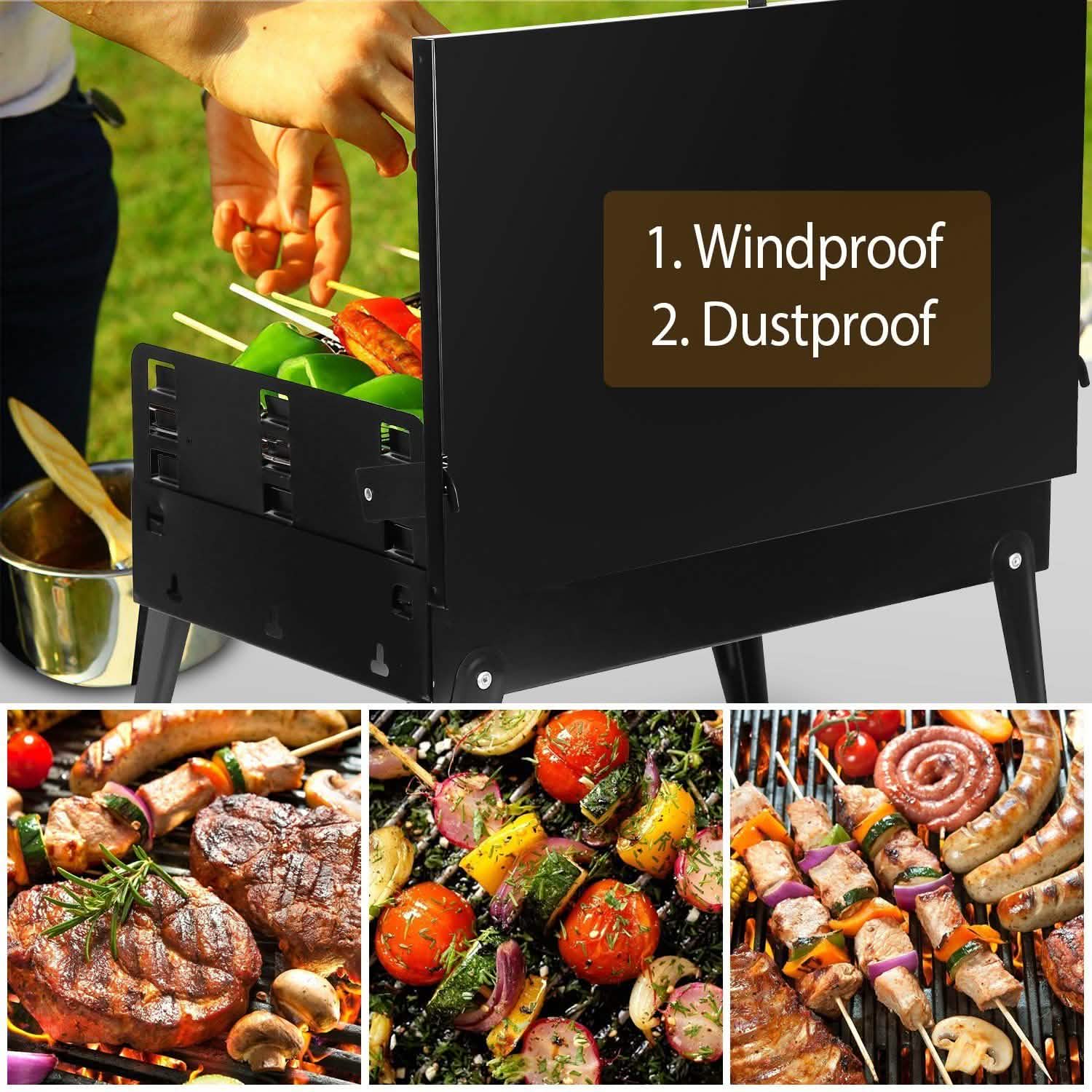 Portable Charcoal Grill Foldable BBQ Suitcase Outdoor Recreation - Tophatter Daily Deals