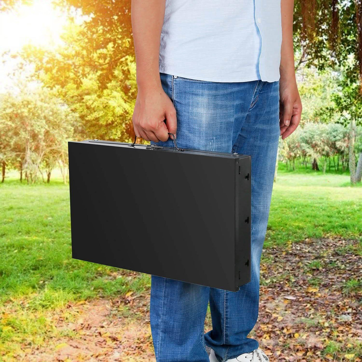 Portable Charcoal Grill Foldable BBQ Suitcase Outdoor Recreation - Tophatter Daily Deals