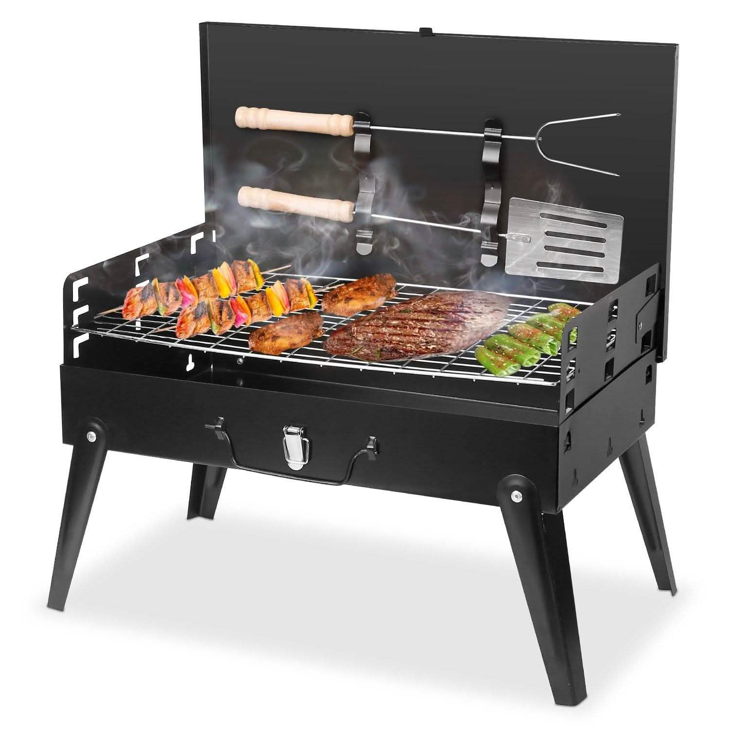Portable Charcoal Grill Foldable BBQ Suitcase Outdoor Recreation - Tophatter Daily Deals