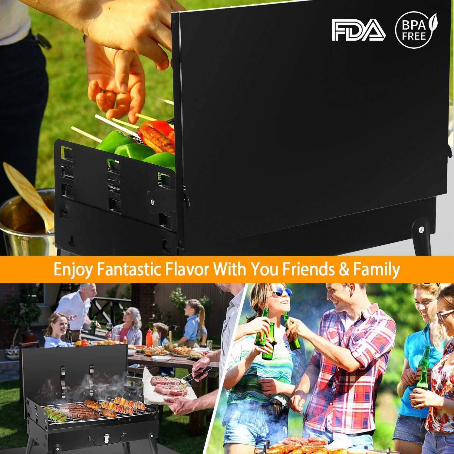 Portable Charcoal Grill Foldable BBQ Suitcase Outdoor Recreation - Tophatter Daily Deals