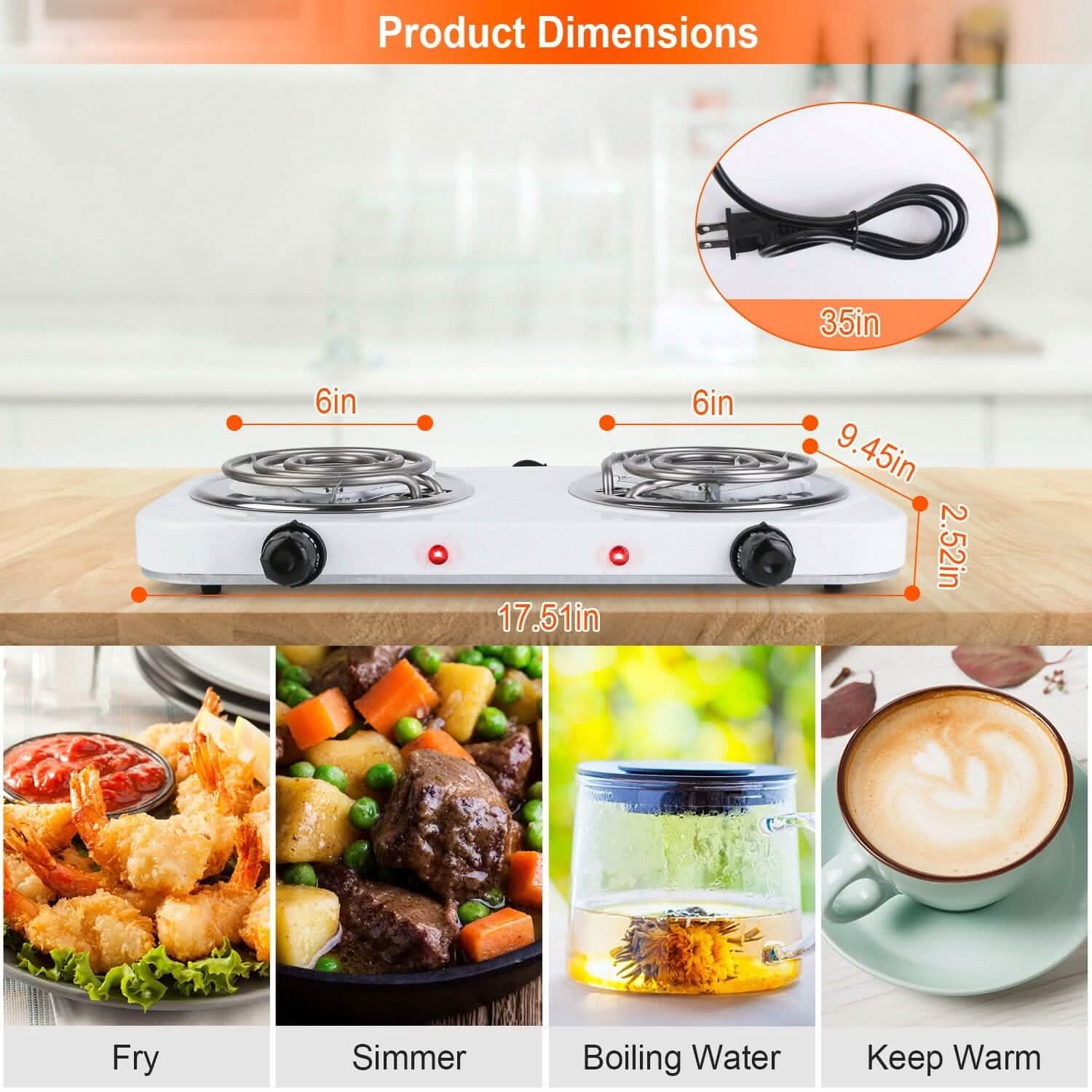 Portable Coil Heating Hot Plate Stove Countertop Kitchen Appliances - Tophatter Daily Deals