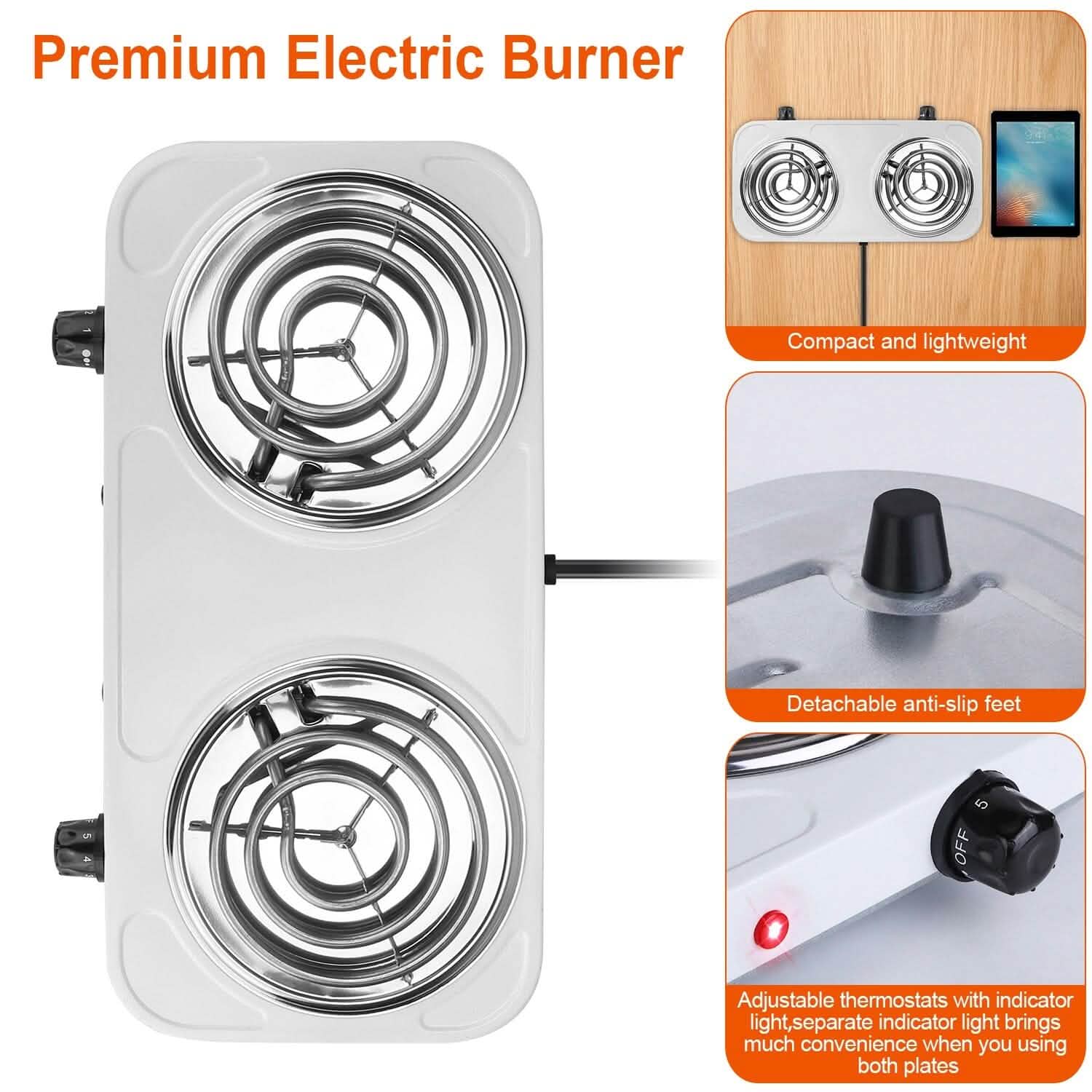 Portable Coil Heating Hot Plate Stove Countertop Kitchen Appliances - Tophatter Daily Deals