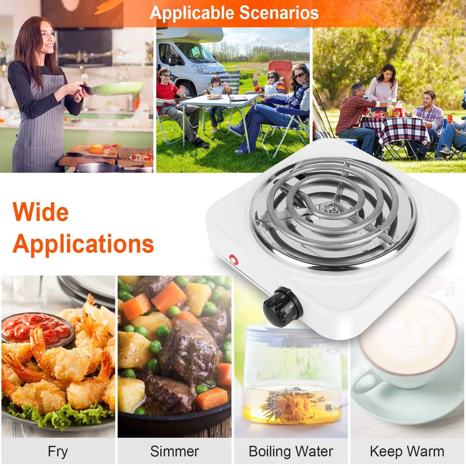 Portable Coil Heating Hot Plate Stove Countertop Kitchen Appliances - Tophatter Daily Deals